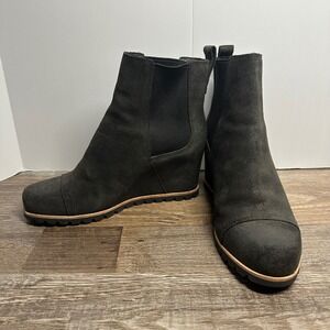 UGG Pax Wedge Booties‎ Waterproof Suede Chelsea Boots Black 1095136 Womens 10